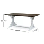 Christopher Knight Home Shalimar Ensemble de salle à manger 7 pièces en bois d'acacia d'extérieur, marron foncé et blanc