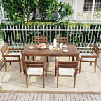 Ensemble de salle à manger d'extérieur 7 pièces Whisen - 6 places, table et chaises de jardin en bois d'extérieur, ensembles de meubles de patio résistants aux intempéries
