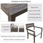 Ensemble de salle à manger d'extérieur 7 pièces Whisen - 6 places, table et chaises de jardin en bois d'extérieur, ensembles de meubles de patio résistants aux intempéries