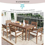 Ensemble de salle à manger d'extérieur 7 pièces Whisen - 6 places, table et chaises de jardin en bois d'extérieur, ensembles de meubles de patio résistants aux intempéries