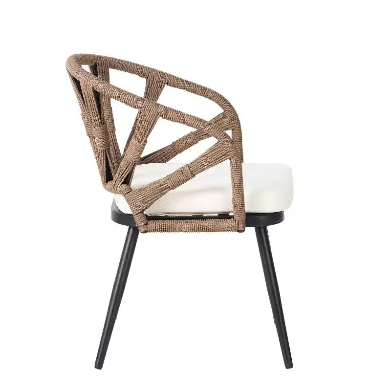 Whisen Contemporary Outdoor Set with PE Rattan Chairs and Plastic Wood Table,Suitable for Gardens and Lawns