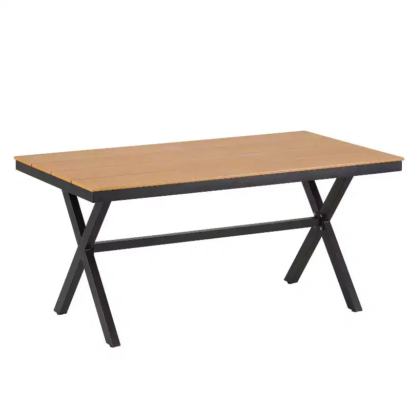 Whisen Contemporary Outdoor Set with PE Rattan Chairs and Plastic Wood Table,Suitable for Gardens and Lawns