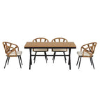 Whisen Contemporary Outdoor Set with PE Rattan Chairs and Plastic Wood Table,Suitable for Gardens and Lawns