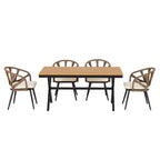 Whisen Contemporary Outdoor Set with PE Rattan Chairs and Plastic Wood Table,Suitable for Gardens and Lawns