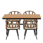 Whisen Contemporary Outdoor Set with PE Rattan Chairs and Plastic Wood Table,Suitable for Gardens and Lawns