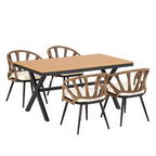 Whisen Contemporary Outdoor Set with PE Rattan Chairs and Plastic Wood Table,Suitable for Gardens and Lawns