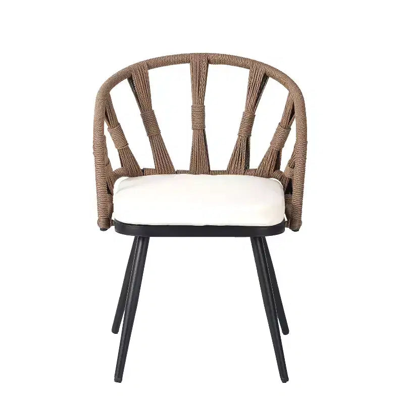 Whisen Contemporary Outdoor Set with PE Rattan Chairs and Plastic Wood Table,Suitable for Gardens and Lawns