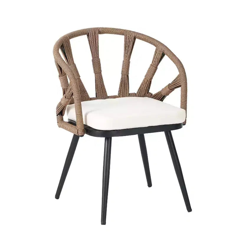 Whisen Contemporary Outdoor Set with PE Rattan Chairs and Plastic Wood Table,Suitable for Gardens and Lawns