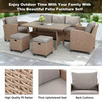 GDFStudio Gary Outdoor 6-Piece PE Rattan and Steel Upholstered Dining Sets