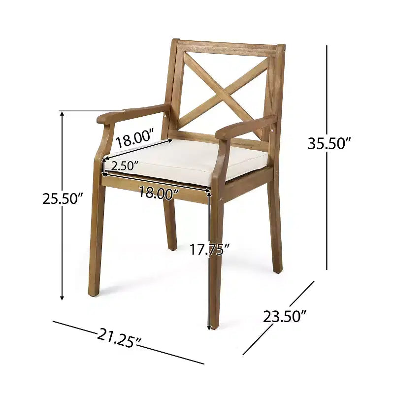 Christopher Knight Home Llano Ensemble de salle à manger 5 pièces en bois d'acacia d'extérieur avec coussin résistant à l'eau