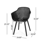 Christopher Knight Home Palmilla Outdoor Resin and Acacia Wood 7 Piece Dining Set, Black and Teak