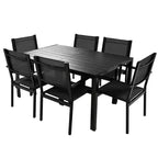 Ensemble table et chaises de salle à manger d'extérieur 7 pièces Whisen en acier résistant aux intempéries, ensemble de salle à manger de patio pour balcon, arrière-cour