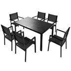 Ensemble table et chaises de salle à manger d'extérieur 7 pièces Whisen en acier résistant aux intempéries, ensemble de salle à manger de patio pour balcon, arrière-cour