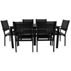 Ensemble table et chaises de salle à manger d'extérieur 7 pièces Whisen en acier résistant aux intempéries, ensemble de salle à manger de patio pour balcon, arrière-cour