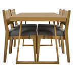 Whisen Multi-person Outdoor Acacia Wood Dining Table and Chair Set, Thick Cushions, Suitable for Balcony, Vourtyard, and Garden