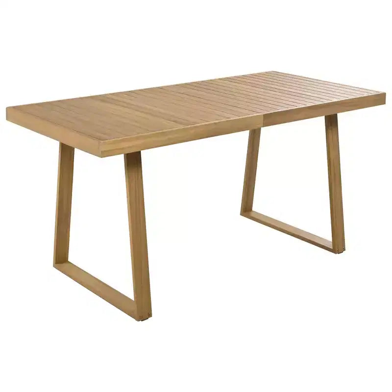 Whisen Multi-person Outdoor Acacia Wood Dining Table and Chair Set, Thick Cushions, Suitable for Balcony, Vourtyard, and Garden