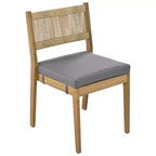 Whisen Multi-person Outdoor Acacia Wood Dining Table and Chair Set, Thick Cushions, Suitable for Balcony, Vourtyard, and Garden