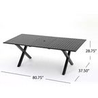 GDFStudio Benway Outdoor Wicker and Aluminum 7 Piece Dining Set with Cushion, Light Brown/Black