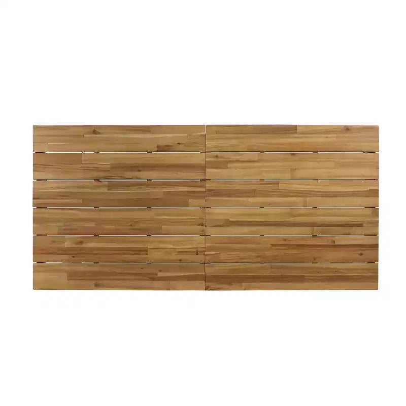 Ensemble de salle à manger 7 pièces GDFStudio Beaver en osier et bois d'acacia d'extérieur, marron clair/beige