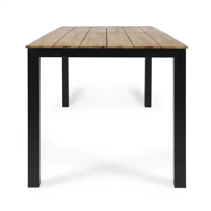 Ensemble de salle à manger 7 pièces GDFStudio Beaver en osier et bois d'acacia d'extérieur, marron clair/beige