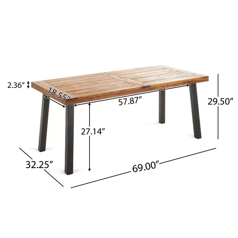 GDFStudio Neva Ensemble de salle à manger 7 pièces en bois d'acacia et osier d'extérieur avec coussin, naturel/marron multicouleur