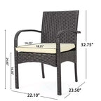 Christopher Knight Home Ballard Outdoor Wicker and Acacia Wood 7 Piece Dining Set with Cushion, Teak/Multibrown