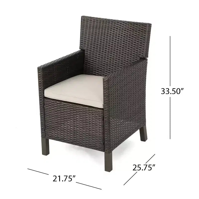 Christopher Knight Home Reese Outdoor Wicker and Acacia Wood 7 Piece Dining Set with Cushion, Multibrown/Teak