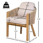 Ensemble de salle à manger d'extérieur 7 pièces en bois d'acacia et corde avec coussins Christopher Knight Home Charles