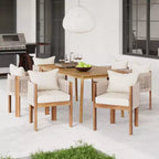 Christopher Knight Home Chase Ensemble de salle à manger d'extérieur 7 pièces en bois d'acacia et corde tressée avec coussins