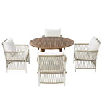 GDFStudio Eden Modern 5 Piece Patio Extendable Wooden and Iron Dining Table Set