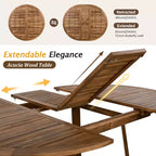 GDFStudio Eden Modern 5 Piece Patio Extendable Wooden and Iron Dining Table Set