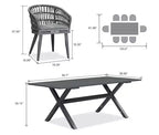 PURPLE LEAF Outdoor Dining Set All-Weather PE Rattan Patio Furniture Set with All Aluminum Frame Table and Chairs Set for Lawn Backyard Deck