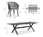 PURPLE LEAF Outdoor Dining Set All-Weather PE Rattan Patio Furniture Set with All Aluminum Frame Table and Chairs Set for Lawn Backyard Deck