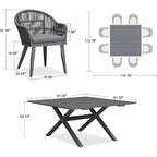 PURPLE LEAF Ensemble de salle à manger de patio avec table de salle à manger extérieure en aluminium et chaises en rotin tressé Ensemble de meubles modernes pour jardin, cour, décoration intérieure