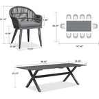 PURPLE LEAF Ensemble de salle à manger de patio avec table de salle à manger extérieure en aluminium et chaises en rotin tressé Ensemble de meubles modernes pour jardin, cour, décoration intérieure