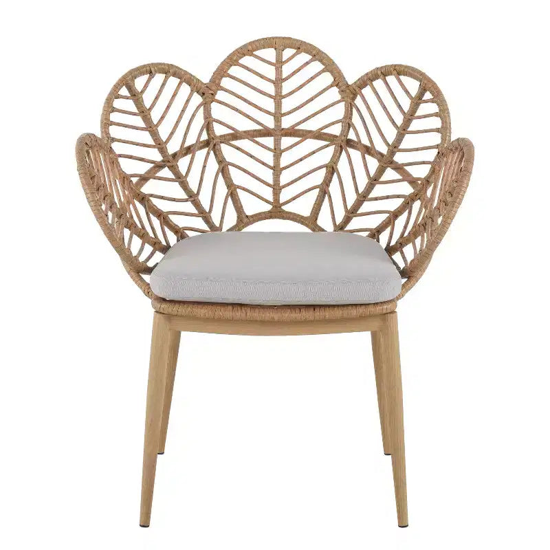 Christopher Knight Home Conrad 7 Piece Outdoor Floral Design Rattan, Metal and Acacia Wood Dining Set
