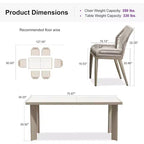 PURPLE LEAF Dining Set Patio Metal Table and Wicker Rattan Chairs for Outside Porch Garden Kitchen Modern Outdoor Furniture Sets