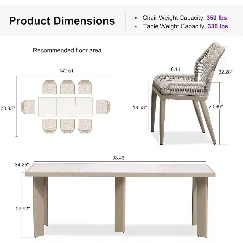 PURPLE LEAF Dining Set Patio Metal Table and Wicker Rattan Chairs for Outside Porch Garden Kitchen Modern Outdoor Furniture Sets