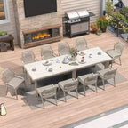 PURPLE LEAF Dining Set Patio Metal Table and Wicker Rattan Chairs for Outside Porch Garden Kitchen Modern Outdoor Furniture Sets