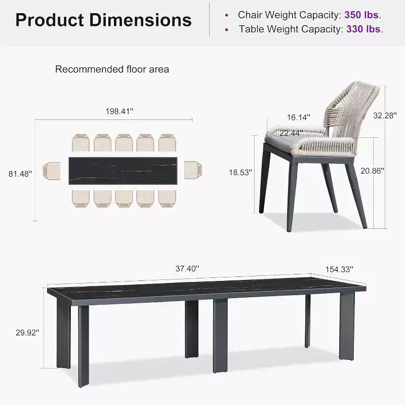 PURPLE LEAF Dining Set Patio Metal Table and Wicker Rattan Chairs for Outside Porch Garden Kitchen Modern Outdoor Furniture Sets
