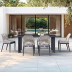 PURPLE LEAF Dining Set Patio Metal Table and Wicker Rattan Chairs for Outside Porch Garden Kitchen Modern Outdoor Furniture Sets