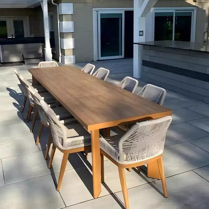 PURPLE LEAF Dining Set Patio Metal Table and Wicker Rattan Chairs for Outside Porch Garden Kitchen Modern Outdoor Furniture Sets