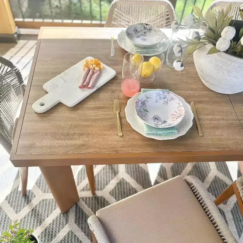PURPLE LEAF Dining Set Patio Metal Table and Wicker Rattan Chairs for Outside Porch Garden Kitchen Modern Outdoor Furniture Sets