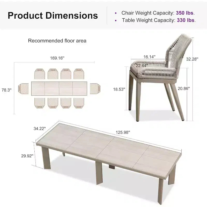 PURPLE LEAF Dining Set Patio Metal Table and Wicker Rattan Chairs for Outside Porch Garden Kitchen Modern Outdoor Furniture Sets
