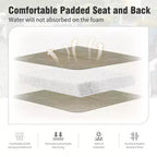 Captiva Designs - Ensemble de 8 pièces pour salle à manger d'extérieur, comprenant une table rectangulaire en acier, des chaises rembourrées avec assise en toile tendue et un parasol de marché.