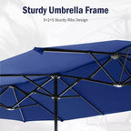 Captiva Designs - Ensemble de 8 pièces pour salle à manger d'extérieur, comprenant une table rectangulaire en acier, des chaises rembourrées avec assise en toile tendue et un parasol de marché.