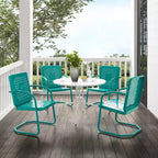 HomeStock Bates 5Pc Outdoor Metal Dining Set with Dining Table & 4 Armchairs