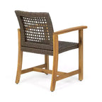 Ensemble de salle à manger d'extérieur 9 pièces Christopher Knight Home Edgewood en bois d'acacia et osier, teck/moka mélangé