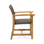 Christopher Knight Home Botsford, ensemble de salle à manger d'extérieur 7 pièces en bois d'acacia et osier, teck/moka mélangé