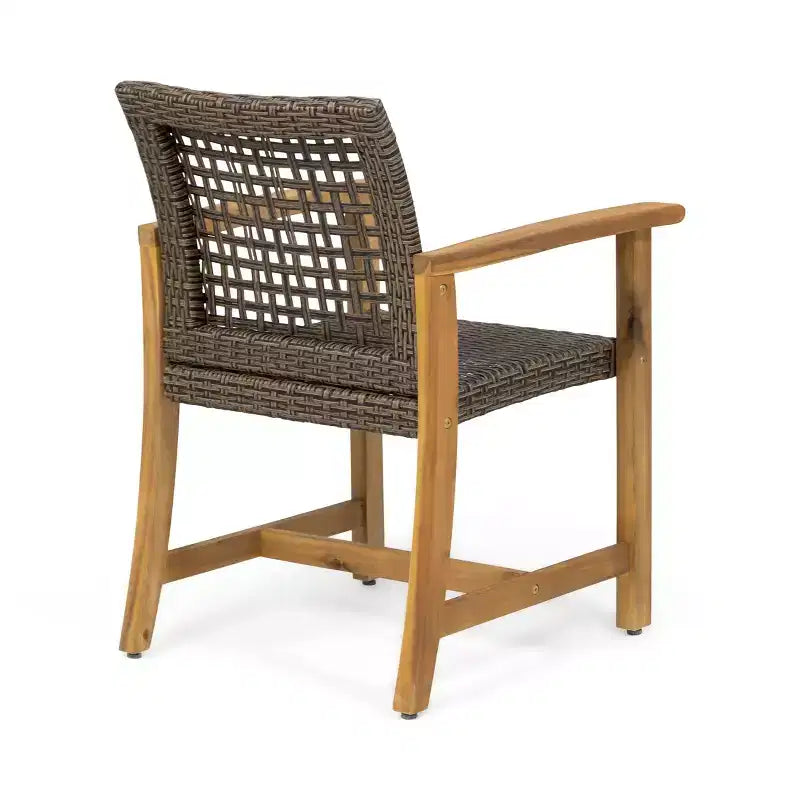 Christopher Knight Home Botsford, ensemble de salle à manger d'extérieur 7 pièces en bois d'acacia et osier, teck/moka mélangé
